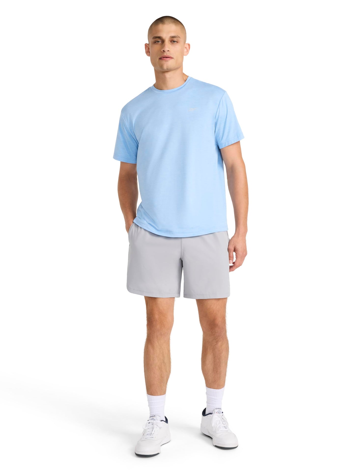 Reebok Men's Strike Short Sleeve Crewneck T-Shirt, Standard Fit, Lightweight Stretch Poly Jersey Fabric