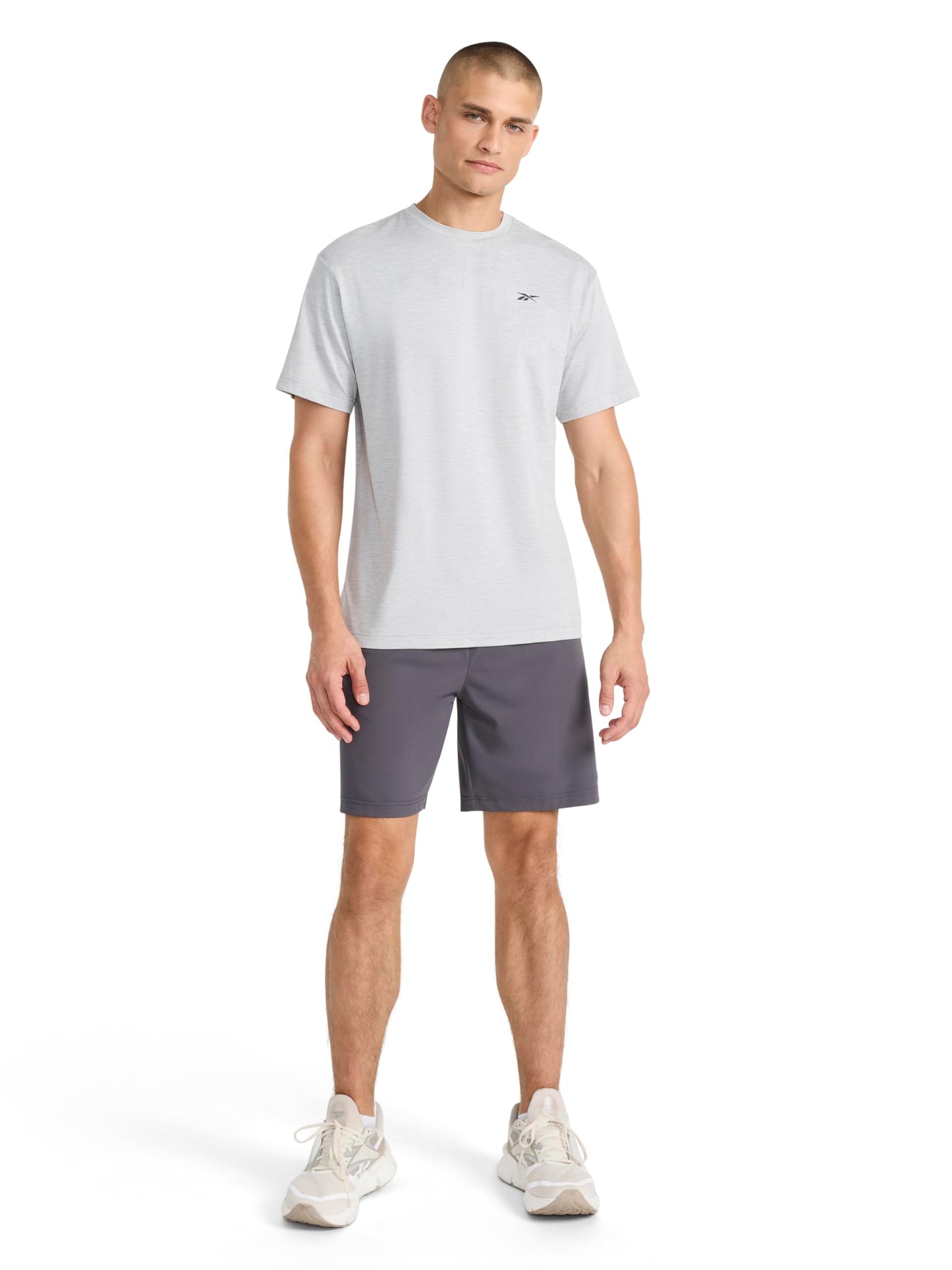 Reebok Men's Strike Short Sleeve Crewneck T-Shirt, Standard Fit, Lightweight Stretch Poly Jersey Fabric