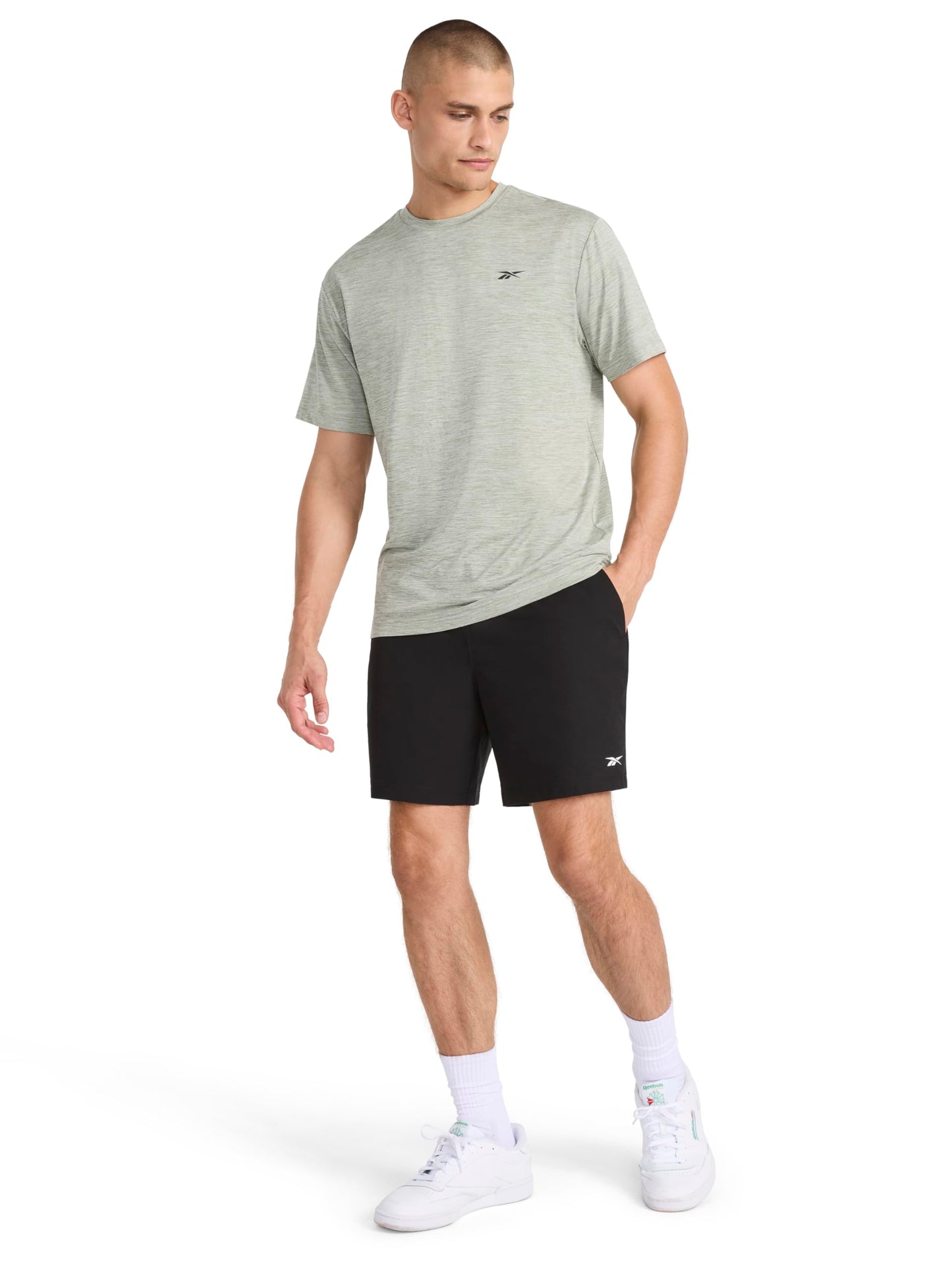 Reebok Men's Strike Short Sleeve Crewneck T-Shirt, Standard Fit, Lightweight Stretch Poly Jersey Fabric