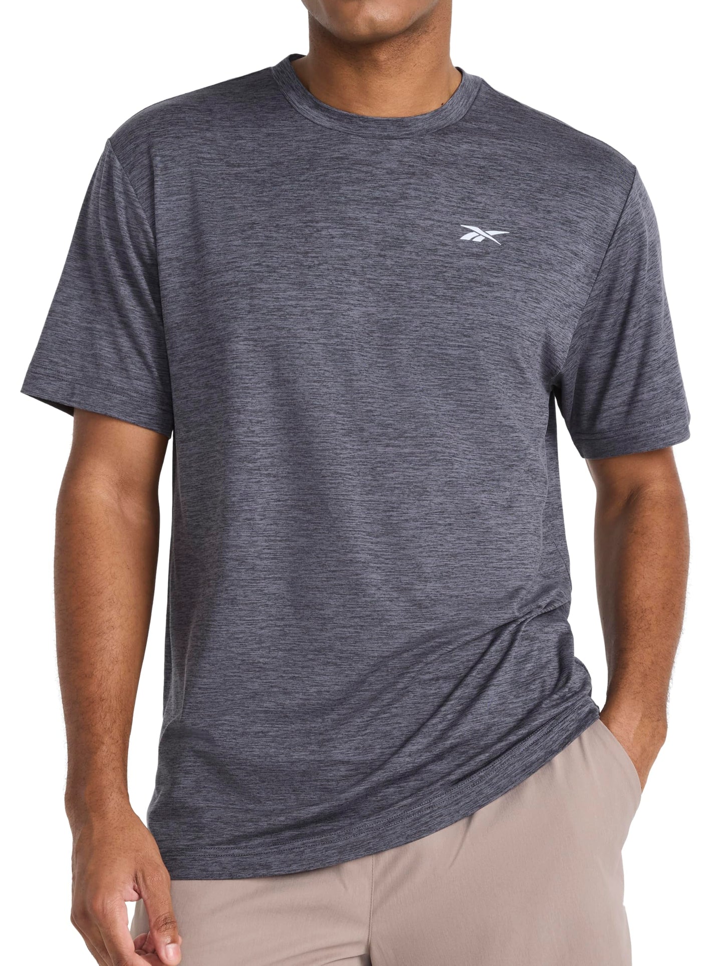 Reebok Men's Strike Short Sleeve Crewneck T-Shirt, Standard Fit, Lightweight Stretch Poly Jersey Fabric